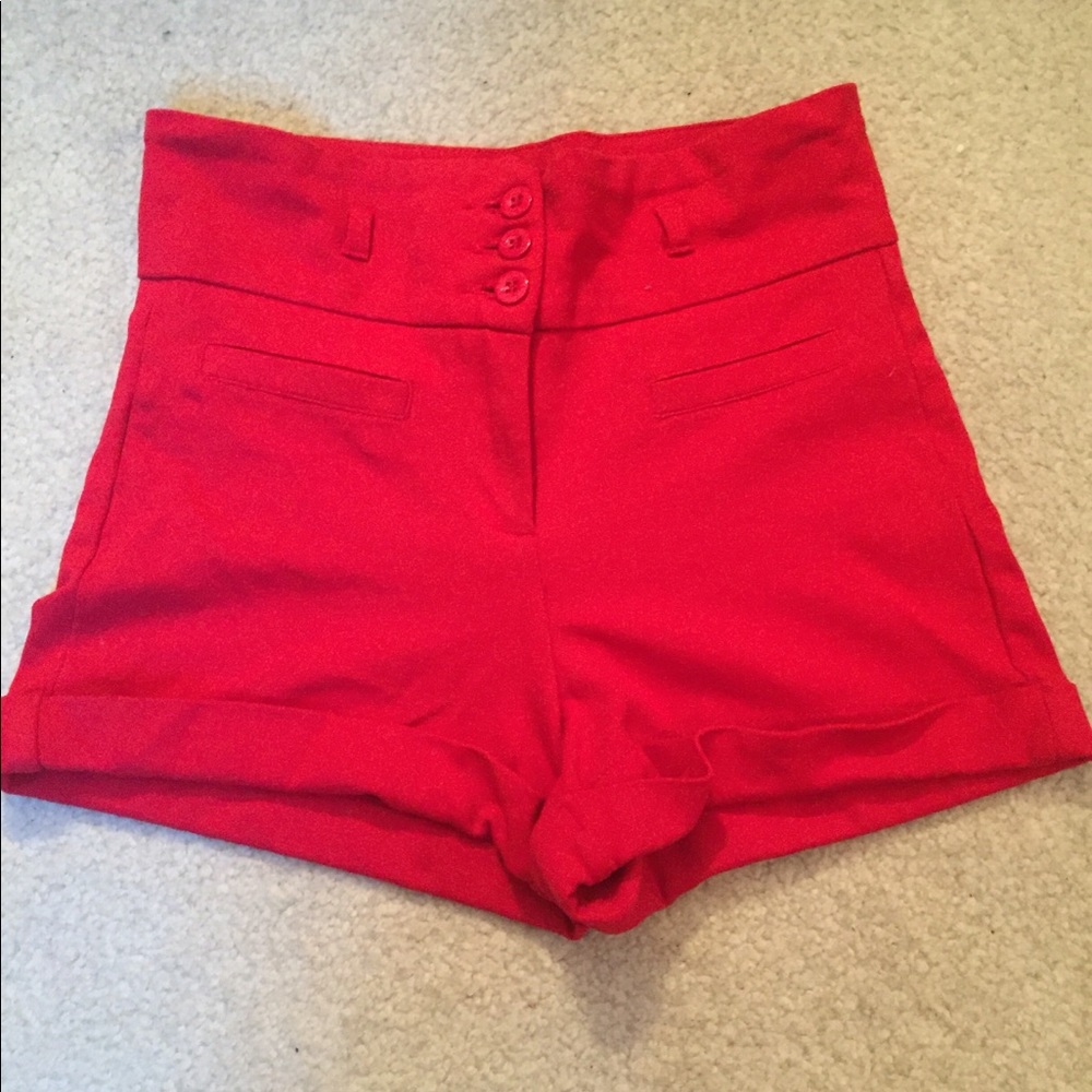 Ci Sono red high wasted stretchy shorts